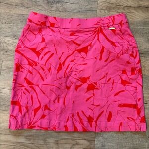 RAFAELLA Women's Pink Red Tropical Leaf Print Skirt Size S